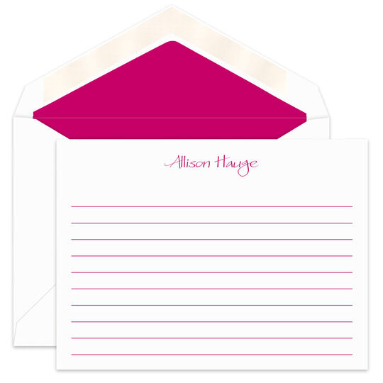 Allison Flat Note Cards with Writing Lines  - Raised Ink